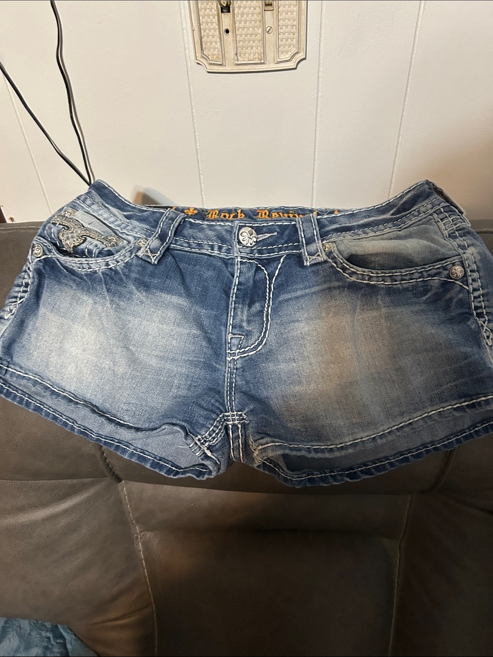 Rock Revival Distressed Blue Washed Denim Shorts